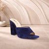 Navy Blue Suede Block Heels