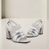 Silver Puffy Strap High-Heeled Sandals