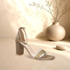 Cream Embellishment Heels Sandal