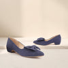 Blue Suede Bow Pumps