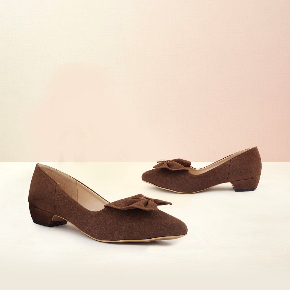 Brown Suede Bow Pumps