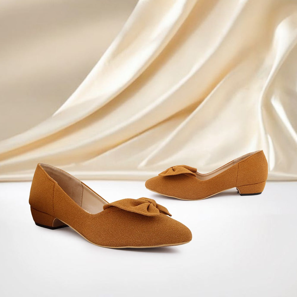 Mustard Suede Bow Pumps
