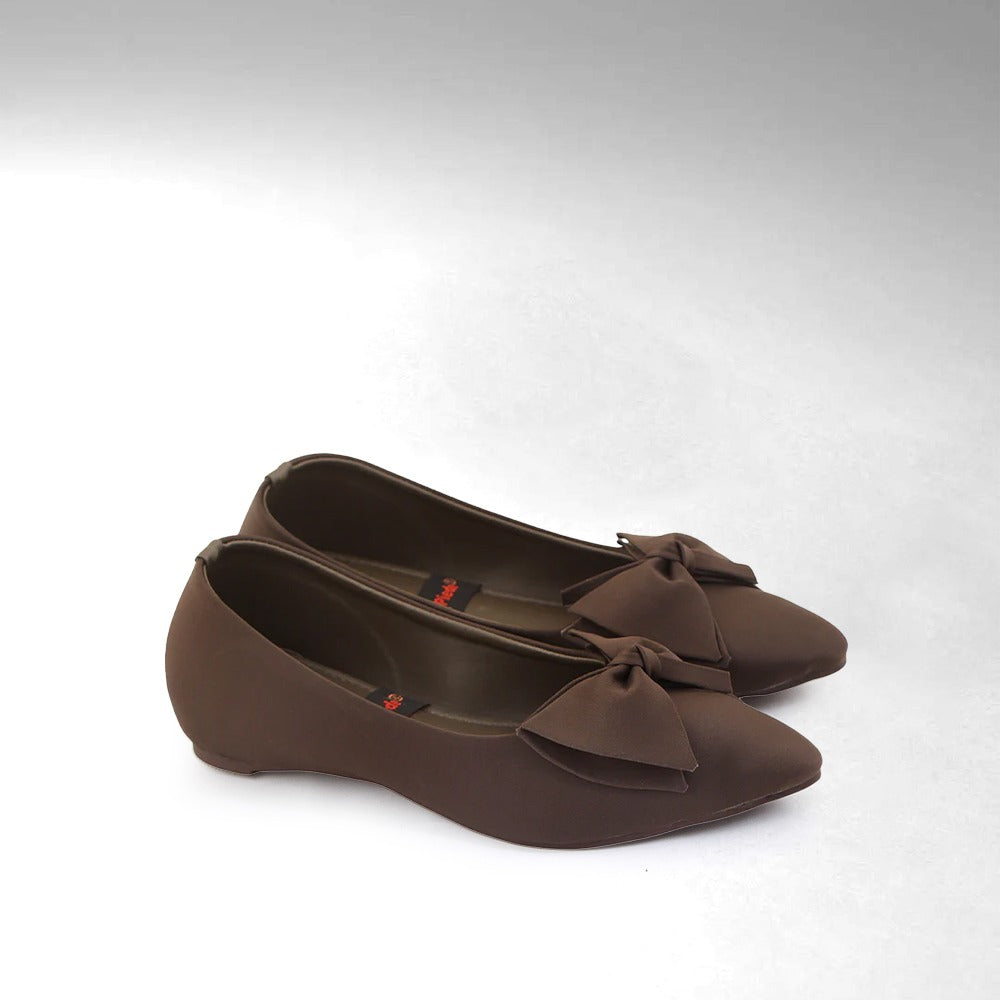 Chocolate Brown Bow Ballet Flat Pumps