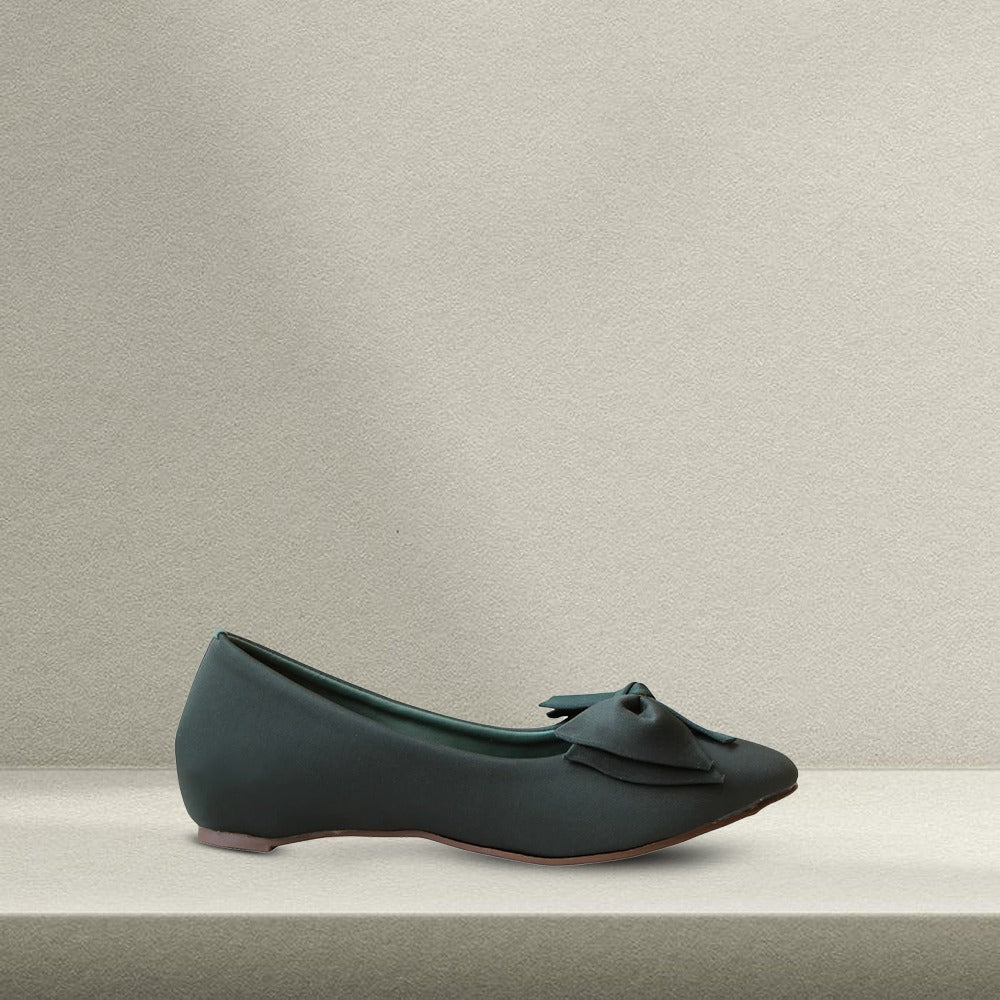 Dark green Bow Ballet Flat Pumps