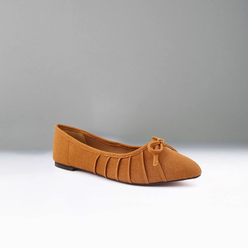 Brown Suede Flat Pumps