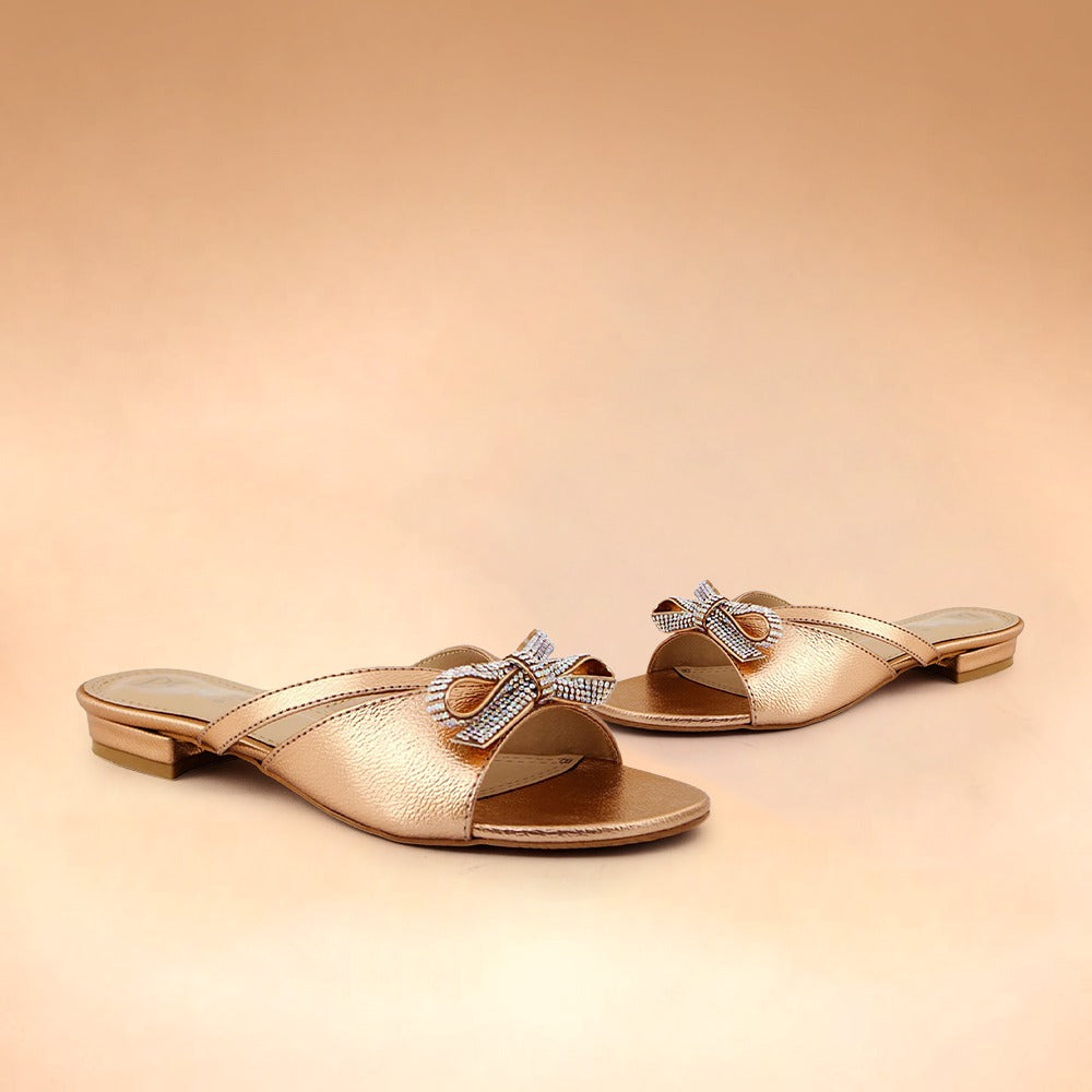 Fancy Bow Peach Slipper