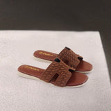 Brown Woven Strap Flats