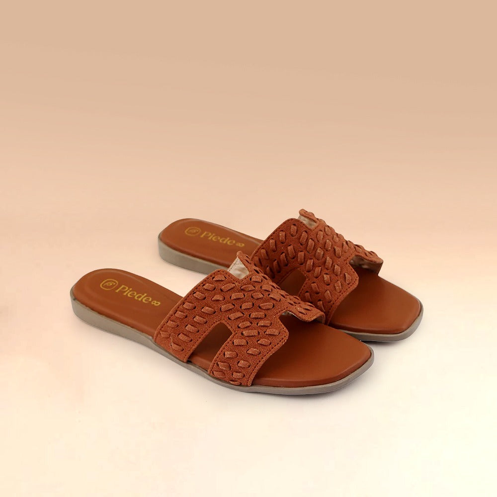 Earthy Brown Woven Strap Flats