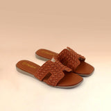 Earthy Brown Woven Strap Flats