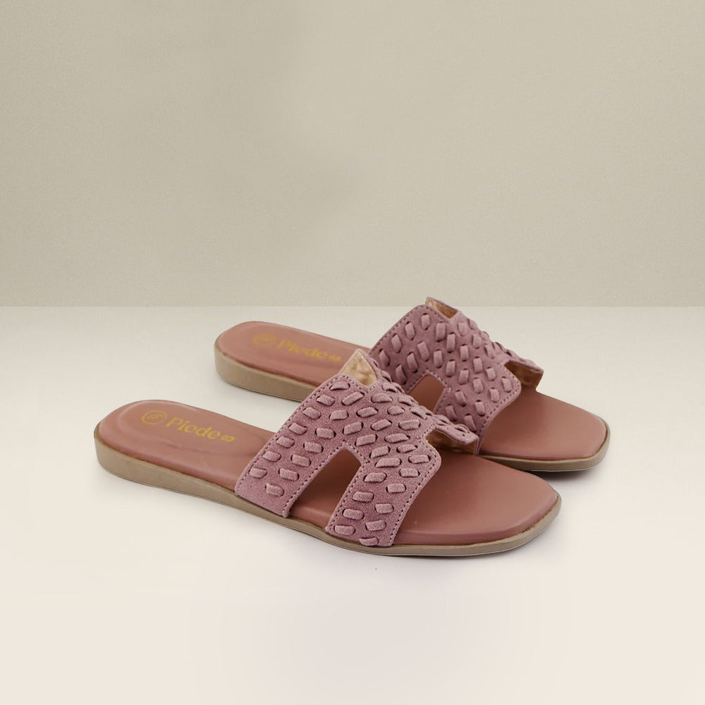 Dusty Pink Woven Strap Flats
