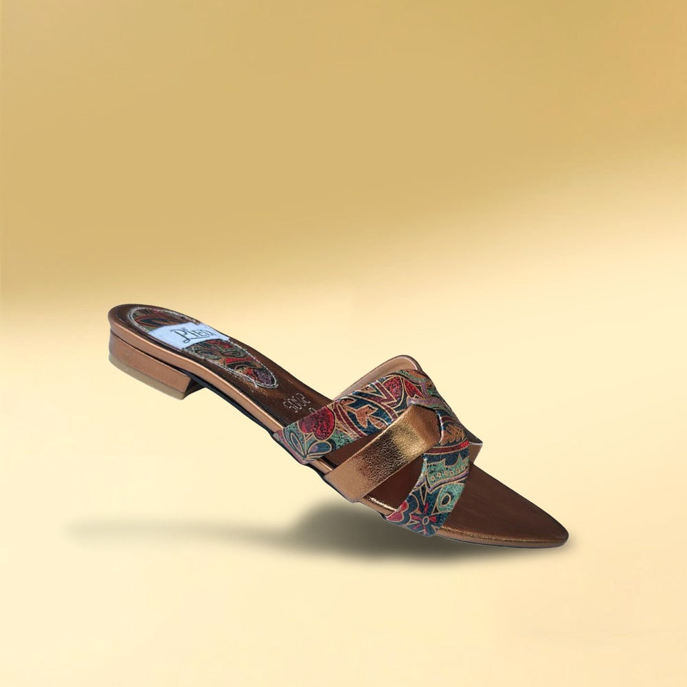 Brown Cross Strap Flat