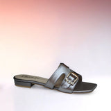 Grey Square-Toe Flats
