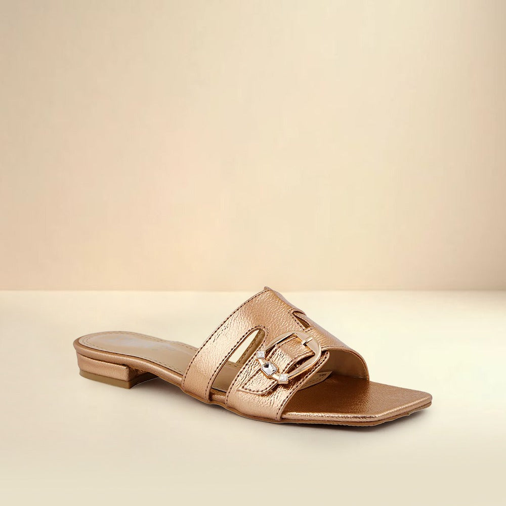 Peach Square-Toe Flats
