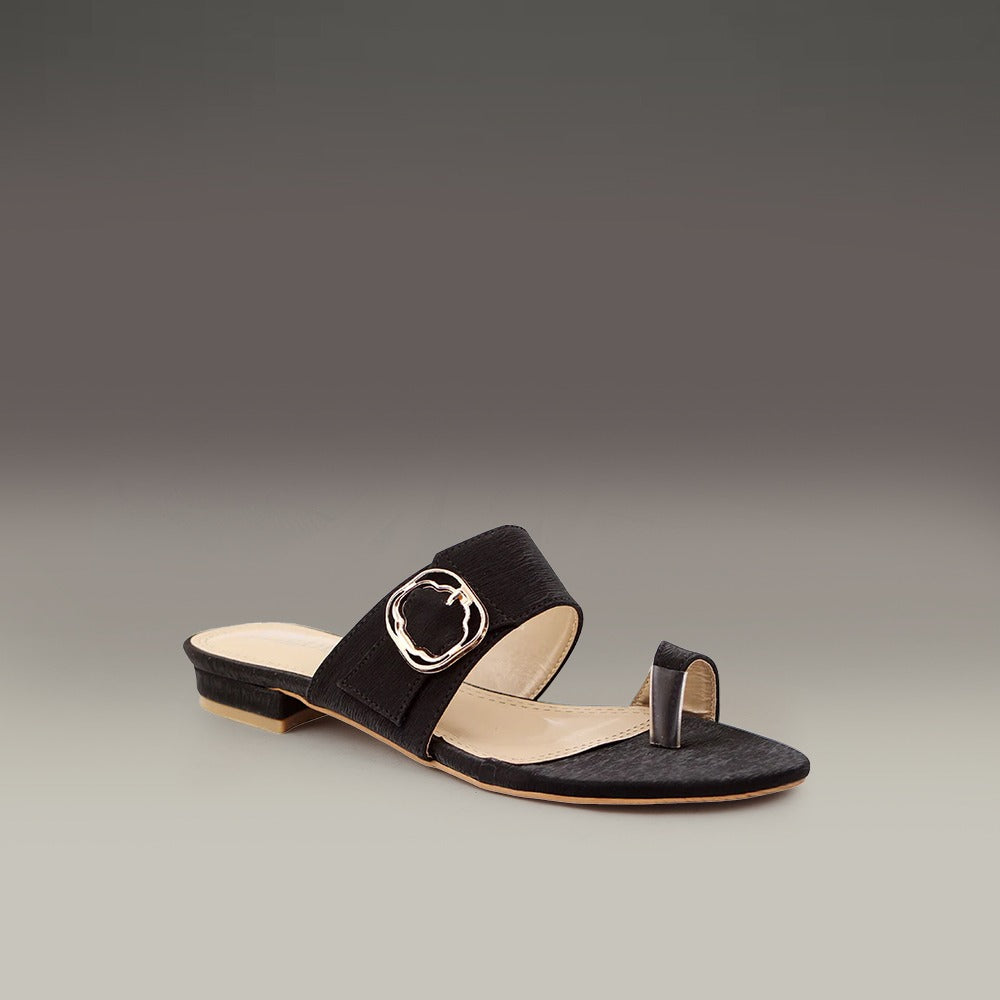 Black Toe Loop Flats