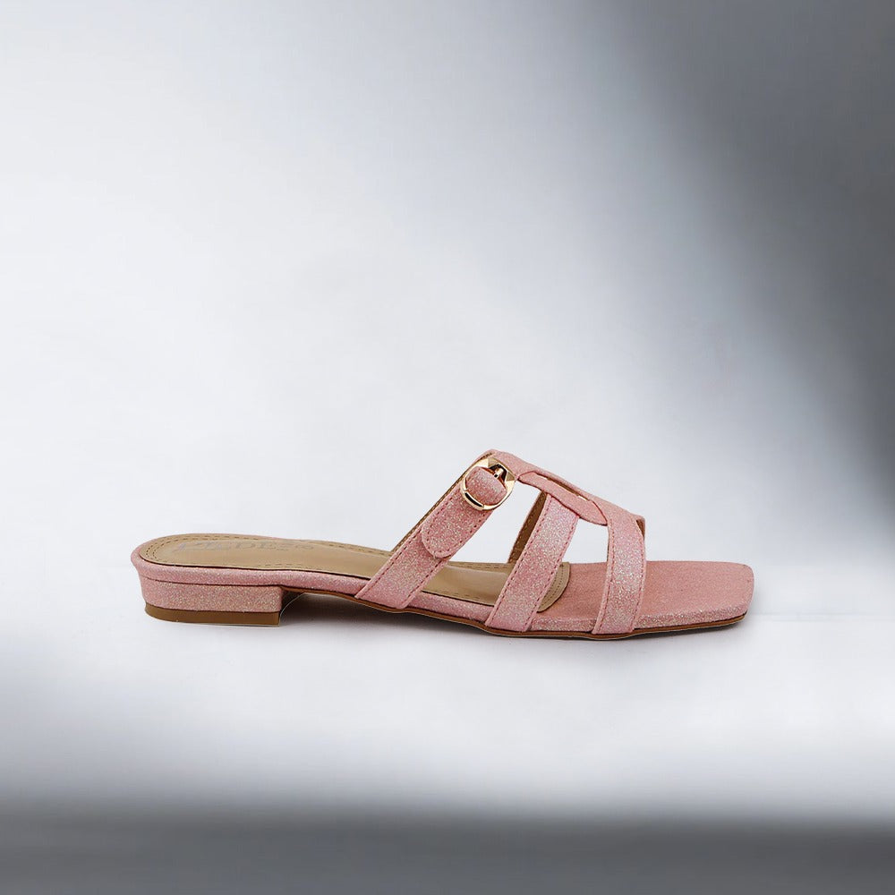 Pink Sparkle Multi-Strap Flats