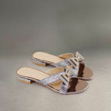 Grey Glitter Bow Flat