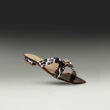 Black Leopard Print Bow Flat