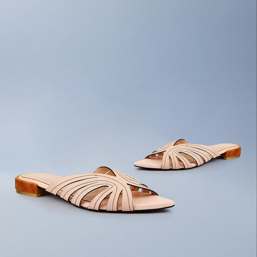 Beige Stitch Slip-On Flat